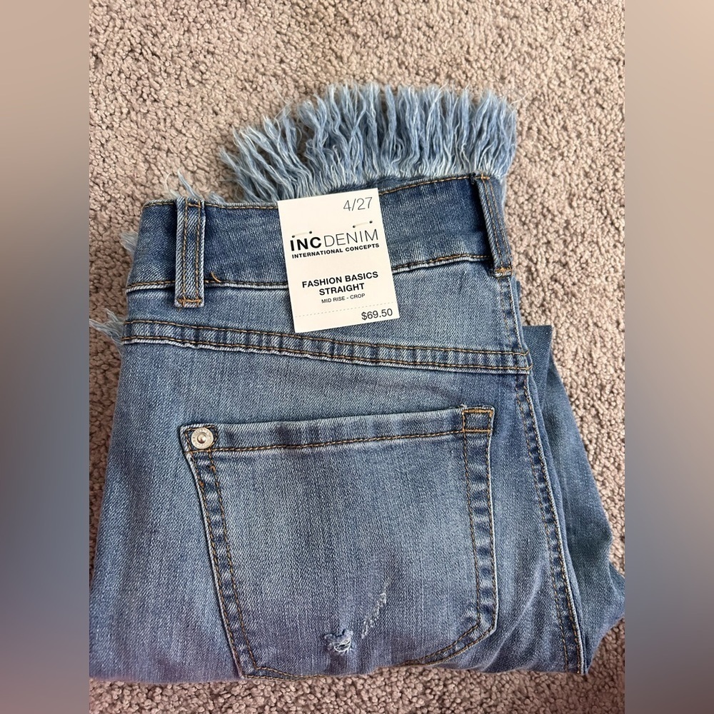 iNC  DENIM INTERNATIONAL CONCEPTS FASHION BASICS STRAIGHT MID RISE - CROP - Picture 11 of 11